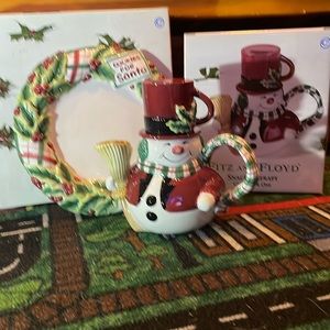 Fitz and Floyd Christmas Cookies for Santa plate and cocoa for one